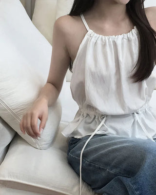 String sleeveless blouse