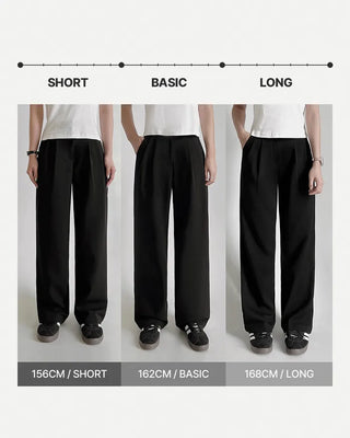 Leg-lengthening pintuck wide slacks