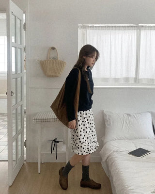 Polka dot midi skirt