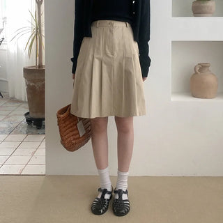 Cotton pleated midi skirt
