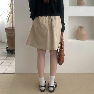 Cotton pleated midi skirt