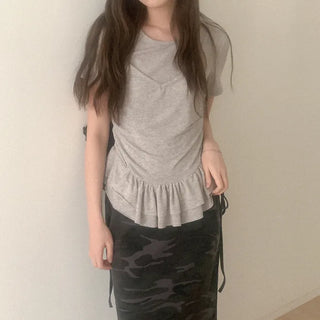 Bustier frill short-sleeved T-shirt