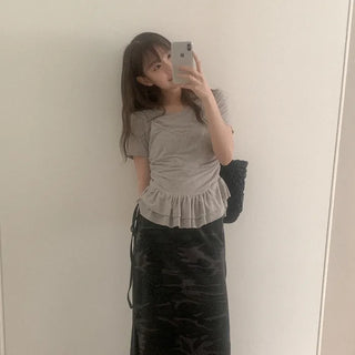Bustier frill short-sleeved T-shirt