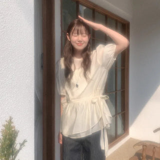 Tencel frill blouse set