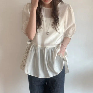 Tencel frill blouse set