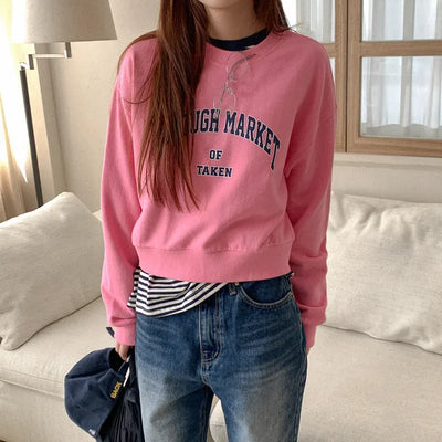 Lettering Cropped Sweatshirt