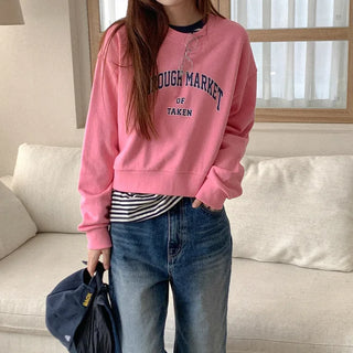 Lettering Cropped Sweatshirt