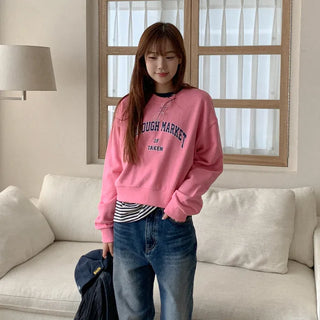 Lettering Cropped Sweatshirt