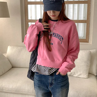 Lettering Cropped Sweatshirt