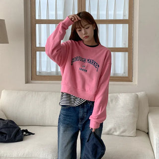 Lettering Cropped Sweatshirt