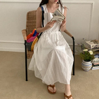 [Lined] Cotton Stitch Long Dress