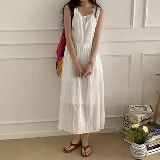 [Lined] Cotton Stitch Long Dress