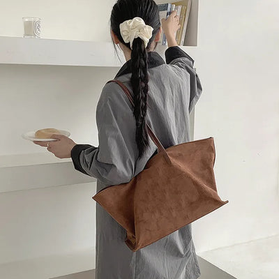 Suede Classic Leather Big Tote Bag/Shoulder Bag