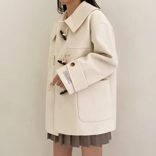 Big Collar Duffle Single Handmade Short Coat