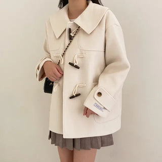Big Collar Duffle Single Handmade Short Coat