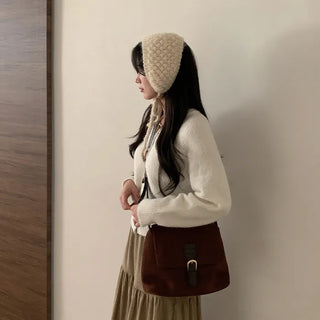 Wool short duffel button cardigan