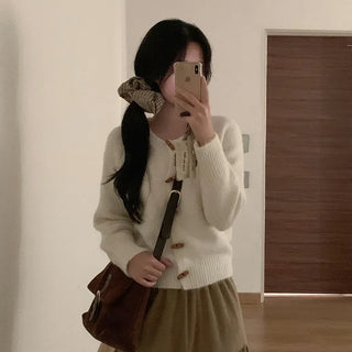 Wool short duffel button cardigan