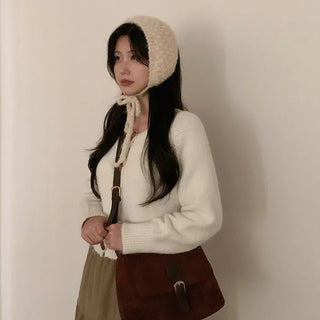 Wool short duffel button cardigan