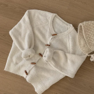 Wool short duffel button cardigan