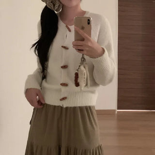 Wool short duffel button cardigan