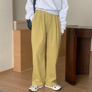Cotton wide elastic waist pants