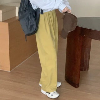 Cotton wide elastic waist pants