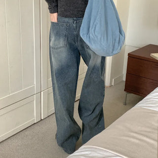 Corduroy wide-leg denim pants