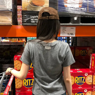 Fleece-lined round-neck short-sleeved T-shirt