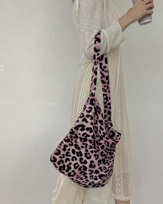 Pink corduroy leopard eco bag