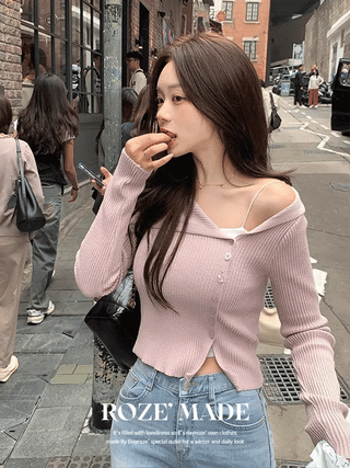 Asymmetrical off-shoulder knit (5 colors)