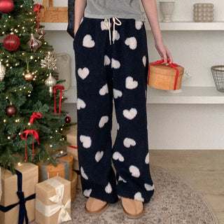 Dumble Heart Wide Waist Elastic Pants