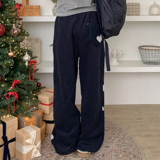 Dumble Heart Wide Waist Elastic Pants