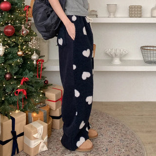 Dumble Heart Wide Waist Elastic Pants
