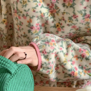 Flower fleece half-zip sweatshirt