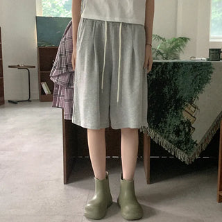 Cotton Half-Elastic Pants