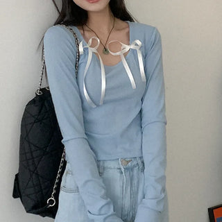 Ribbon Square Neck T-Shirt