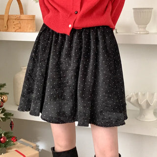 Polka dot flared mini skirt