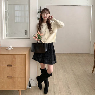 Polka dot flared mini skirt