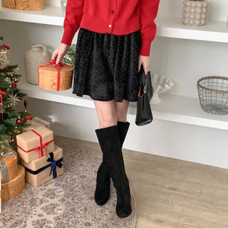 Polka dot flared mini skirt