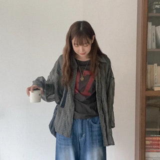 See-through check shirt