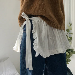 Cotton layered wrap skirt