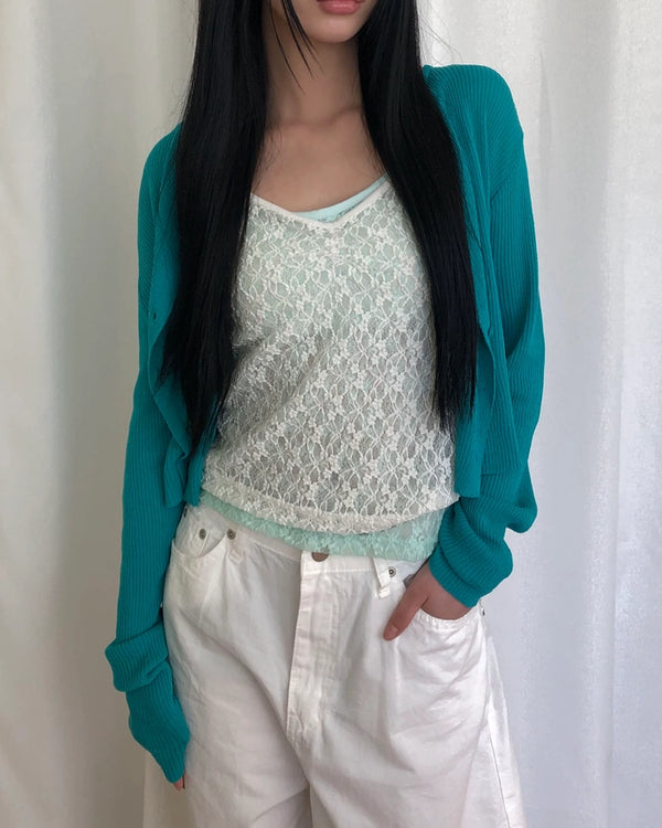 Sheer lace sleeveless top