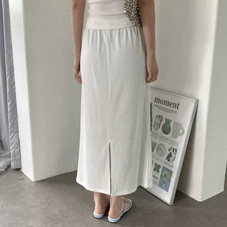 Ribbed long skirt