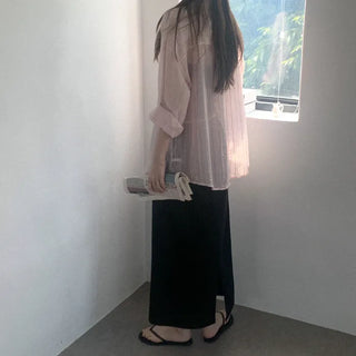 Ribbed long skirt