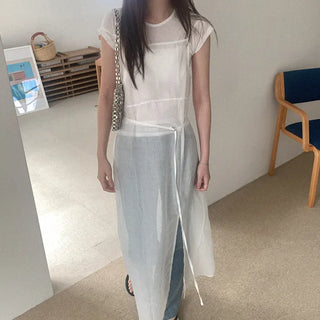 See-through layered long dress