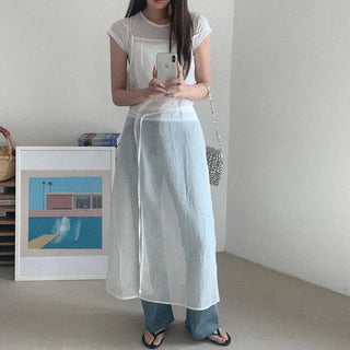 See-through layered long dress