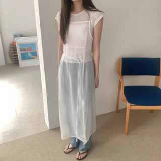 See-through layered long dress