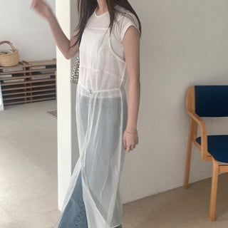 See-through layered long dress