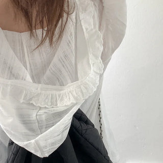 Lace hooded blouse