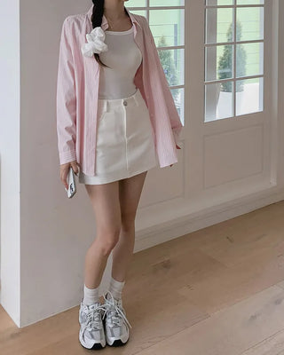 Stretch A-line mini skirt